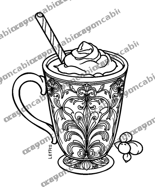 Hot Chocolate colouring page — free printable for adults