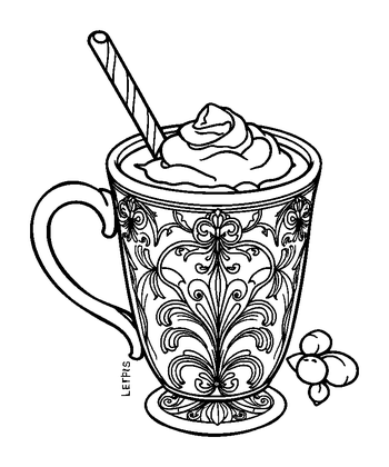 Hot Chocolate Colouring Page (Adults, Standard)