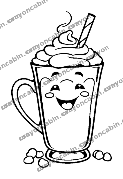 Hot Chocolate colouring page — free printable for teens