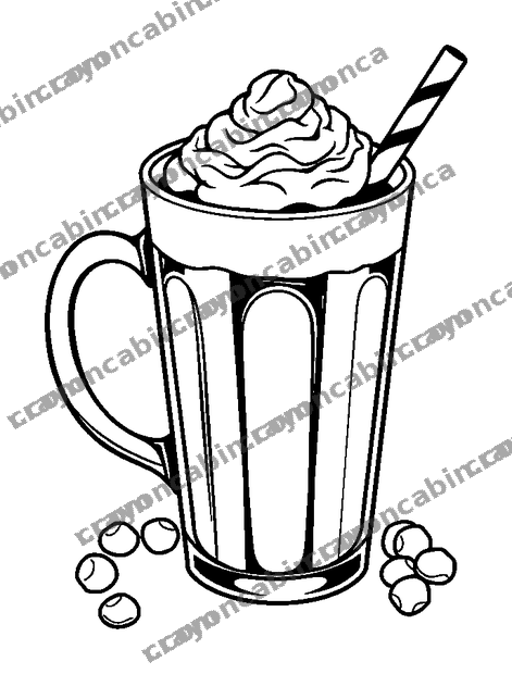 Hot Chocolate colouring page — free printable for teens
