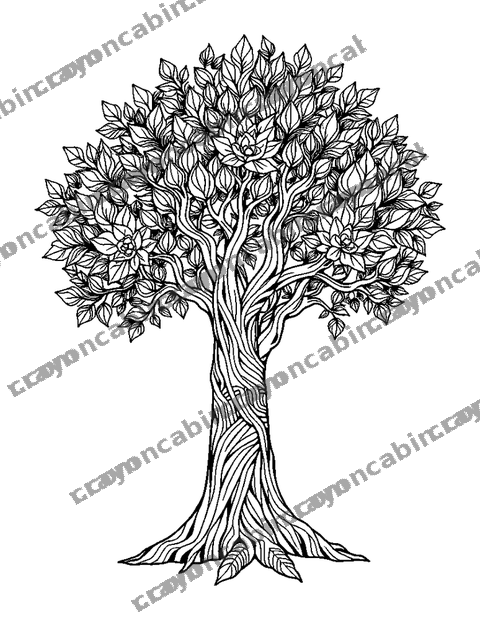 Kindness Tree colouring page — free printable for adults