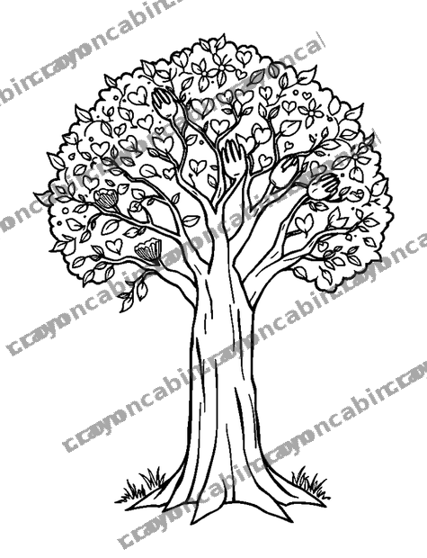 Kindness Tree colouring page — free printable for teens