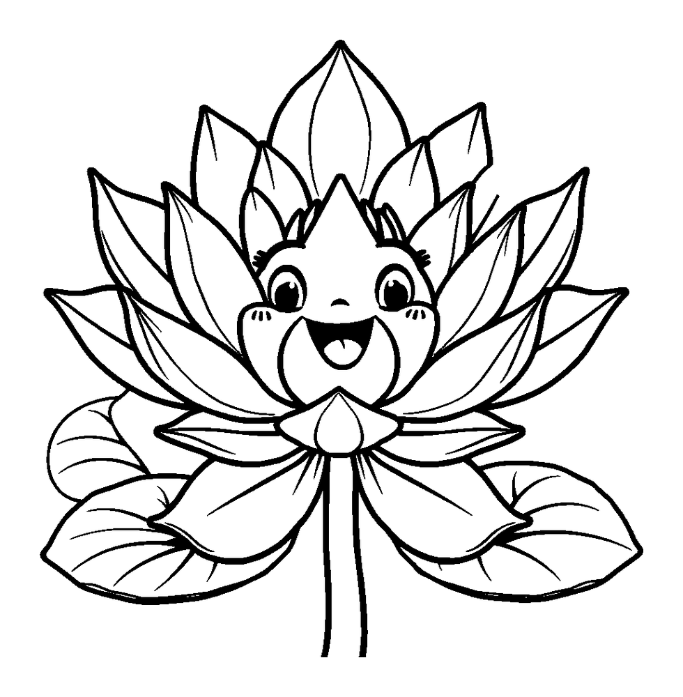Lotus Flower colouring page — free printable for teens