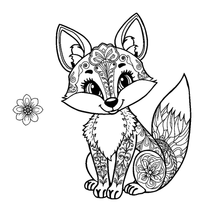 Mindful Fox Colouring Page (Adults, Intricate)