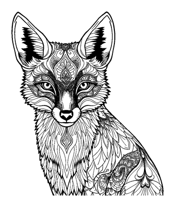 Mindful Fox Colouring Page (Adults, Intricate)