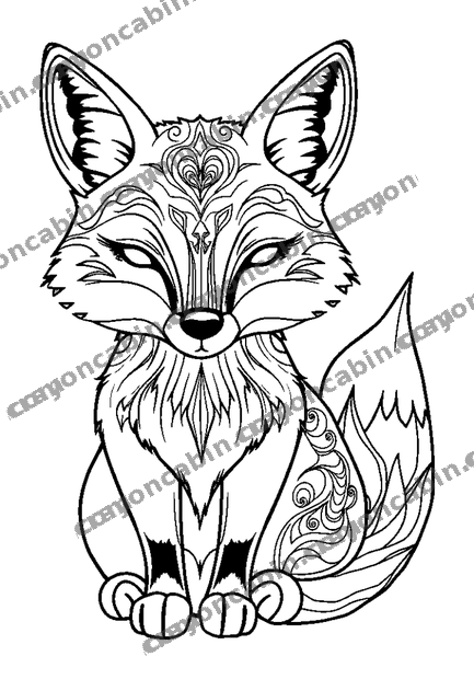 Mindful Fox colouring page — free printable for adults