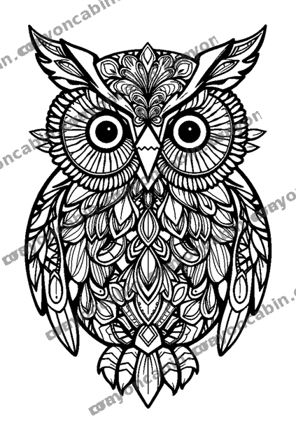 Mindful Owl colouring page — free printable for adults