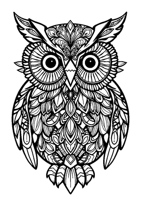 Mindful Owl Colouring Page (Adults, Intricate)