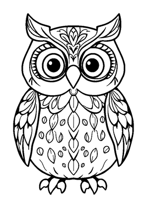 Mindful Owl Colouring Page (Adults, Standard)