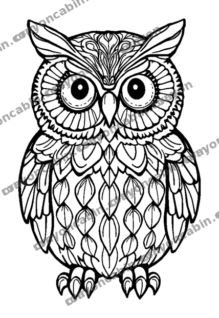 Mindful Owl colouring page — free printable for adults