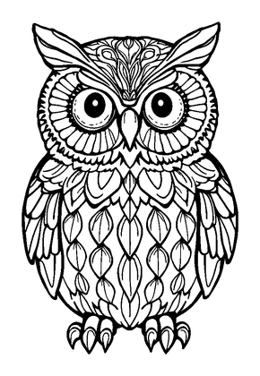 Mindful Owl Colouring Page (Adults, Standard)