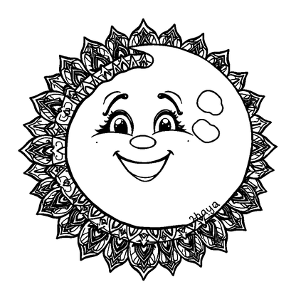 Moon Mandala Colouring Page (Adults, Intricate)