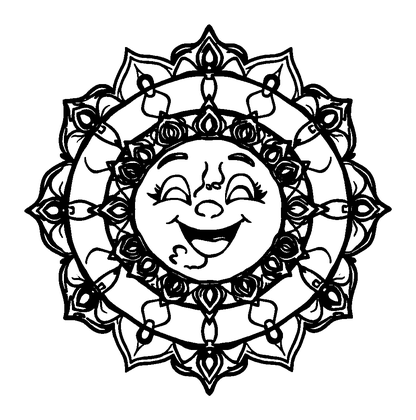 Moon Mandala Colouring Page (Teens, Standard)