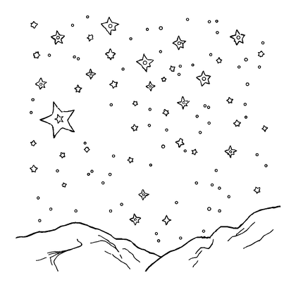 Night Sky Stars Colouring Page (Adults, Standard)