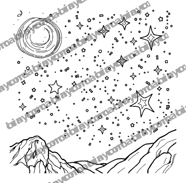 Night Sky Stars colouring page — free printable for teens