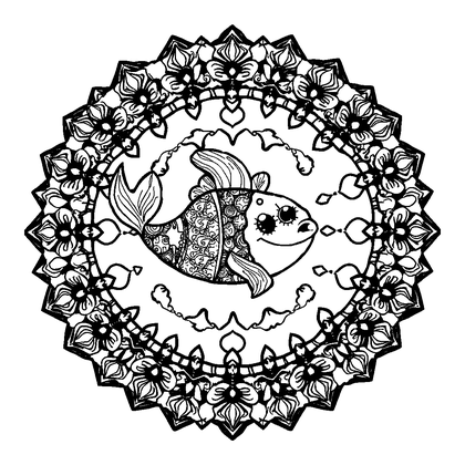 Ocean Mandala Colouring Page (Adults, Intricate)