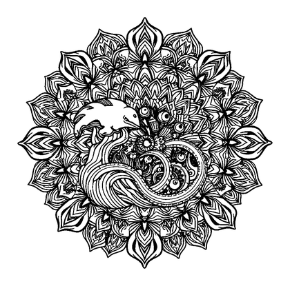 Ocean Mandala Colouring Page (Adults, Intricate)