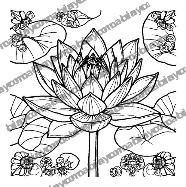 Peaceful Pond Lily colouring page — free printable for adults
