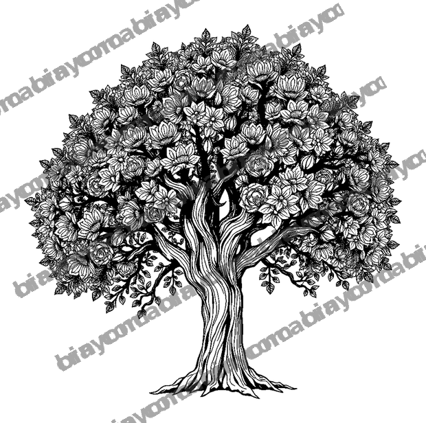 Peaceful Tree colouring page — free printable for adults