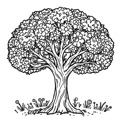 Peaceful Tree Colouring Page (Adults, Standard)