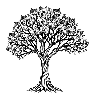 Peaceful Tree Colouring Page (Adults, Standard)