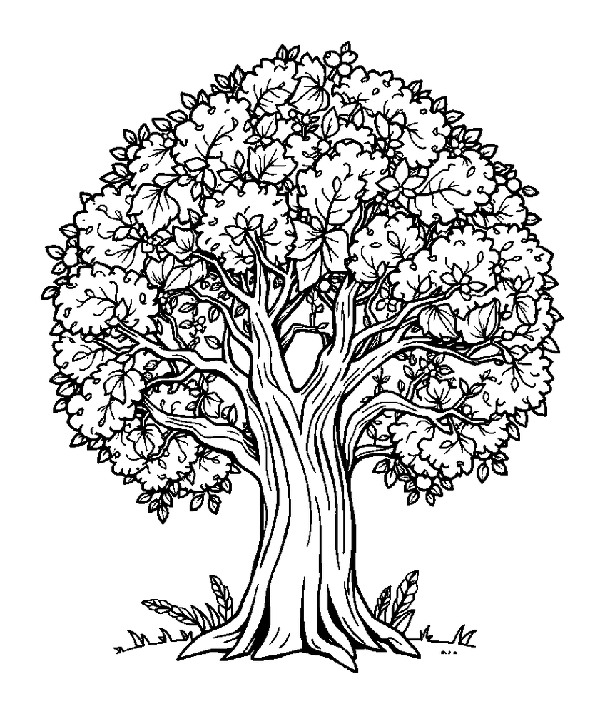 Peaceful Tree colouring page — free printable for teens