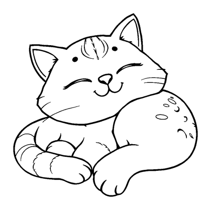 Sleeping Cat Colouring Page (Adults, Standard)