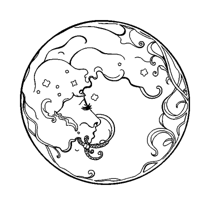 Sleepy Moon Colouring Page (Adults, Standard)