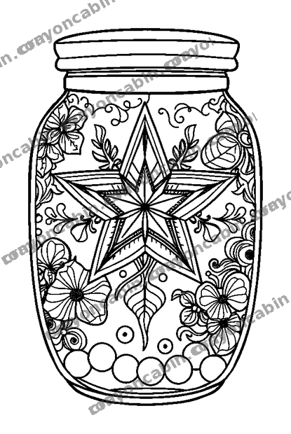Star Jar colouring page — free printable for adults