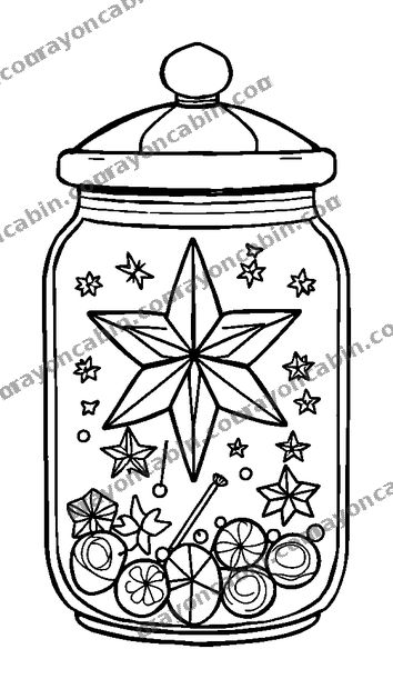 Star Jar colouring page — free printable for adults