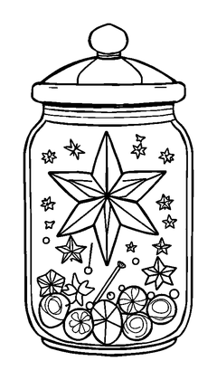 Star Jar Colouring Page (Adults, Standard)