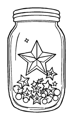 Star Jar Colouring Page (Teens, Standard)