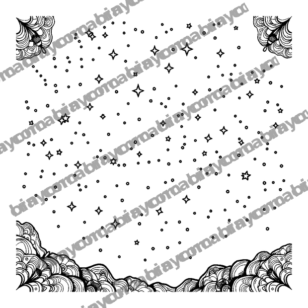 Starry Night Sky colouring page — free printable for adults