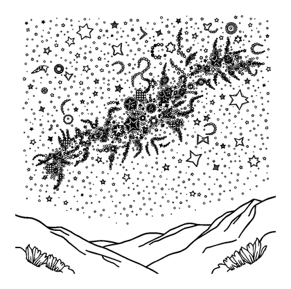 Starry Night Sky Colouring Page (Teens, Standard)