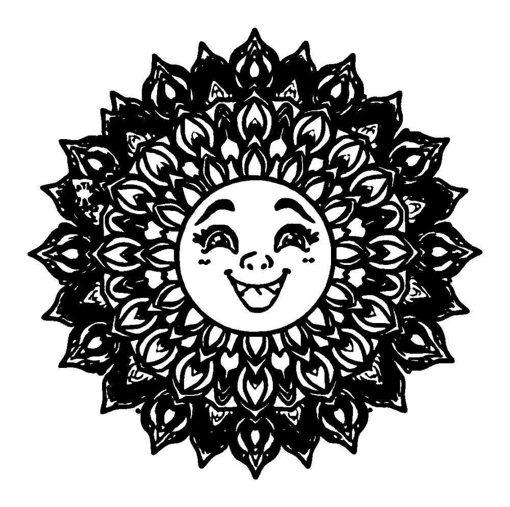 Sun Mandala colouring page — free printable for adults