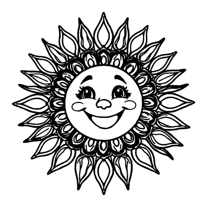 Sun Mandala Colouring Page (Adults, Standard)
