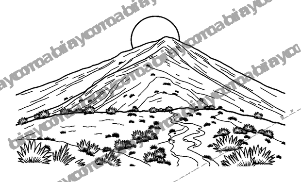 Sunrise Hill colouring page — free printable for teens