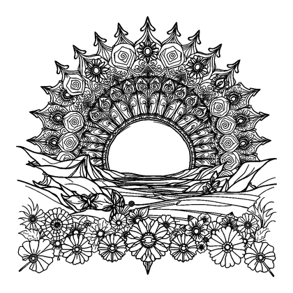 Sunrise Colouring Page (Adults, Intricate)