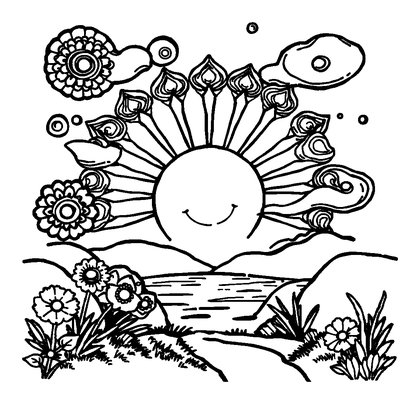 Sunrise Colouring Page (Adults, Standard)