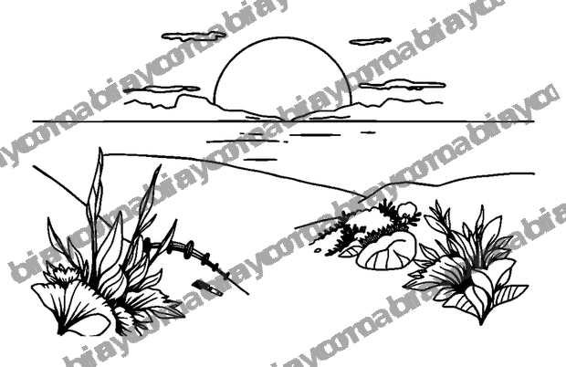 Sunrise colouring page — free printable for adults