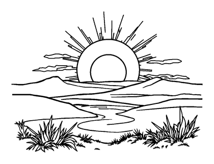 Sunrise Colouring Page (Teens, Standard)