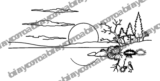 Sunset Calm colouring page — free printable for adults