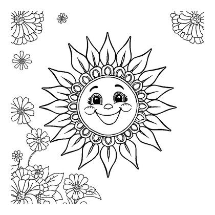 Sunshine Colouring Page (Adults, Intricate)