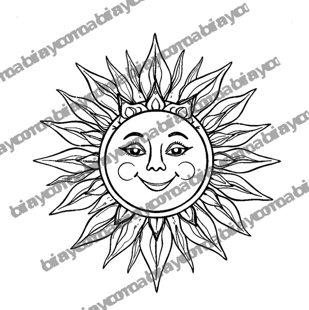 Sunshine colouring page — free printable for adults