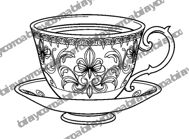 Tea Cup Calm colouring page — free printable for adults