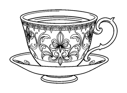 Tea Cup Calm Colouring Page (Adults, Standard)