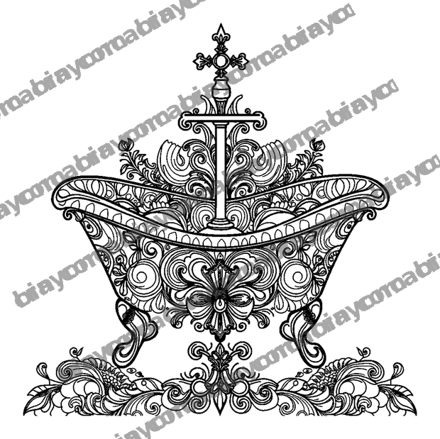 Warm Bath colouring page — free printable for adults