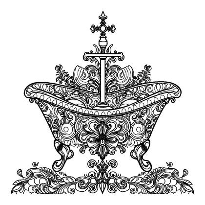 Warm Bath Colouring Page (Adults, Intricate)