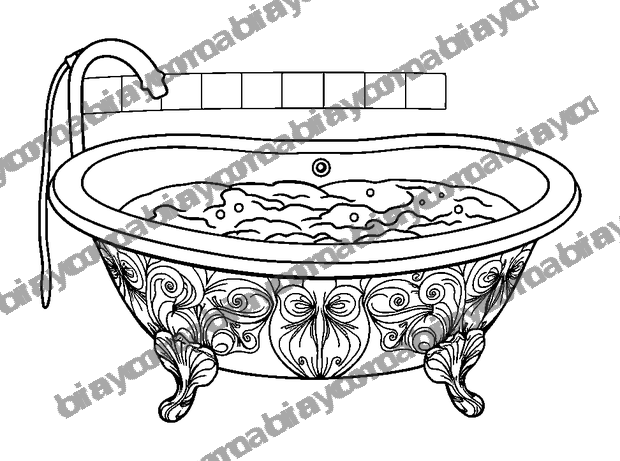 Warm Bath colouring page — free printable for adults