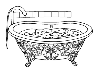 Warm Bath Colouring Page (Adults, Standard)